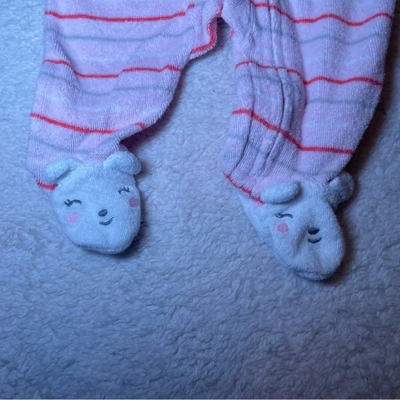 Carter's Pink and Coral Striped Footed One-Piece - Picture 3 of 7